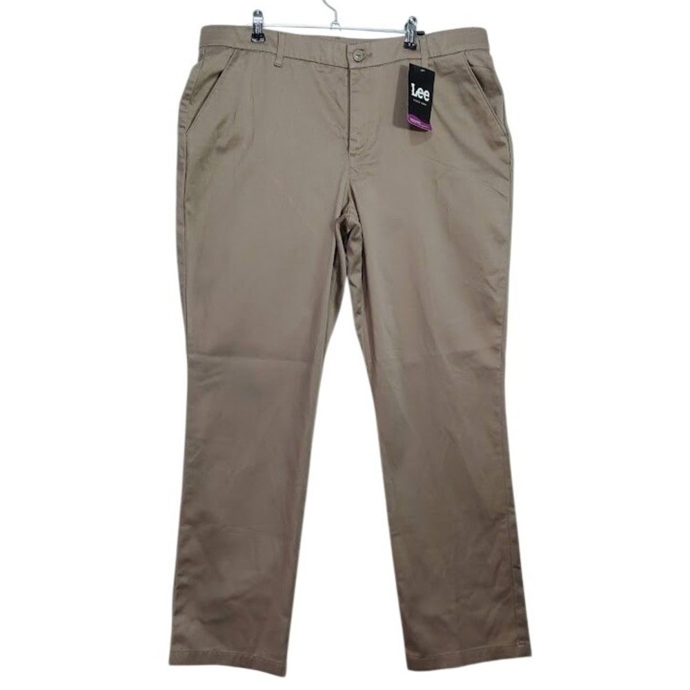 Lee Straight Leg Mid Rise Khaki Pants Women‎ Size 16 L Casual Regular Fit  NWT